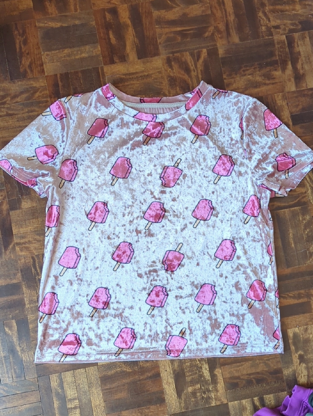 Pink Velvet Popsicle Print T-shirt